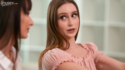 Two bombshell beauties Laney Grey and Lexi Luna have a horny encounter on a small sofa