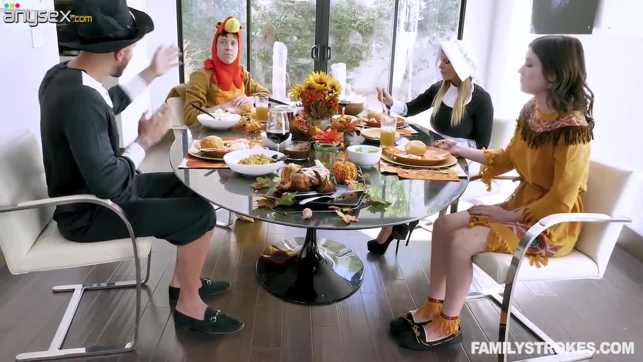 Thanksgiving party ends up with crazy foursome sex with Brooklyn Chase Free Porn Videos | ePornAny.