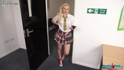 Slutty blond college chick Megan gets naked and dances