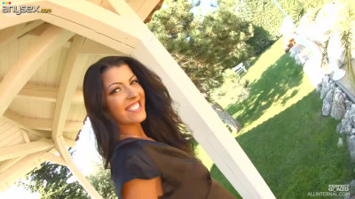 Tanned brunette Vivien Bell is fucked doggy and cowgirl styles
